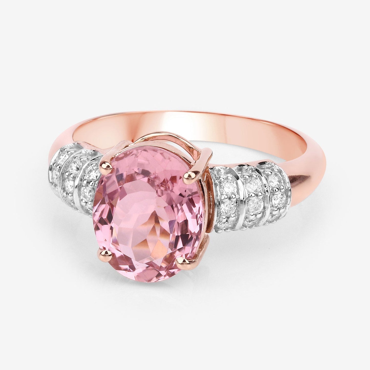 3.11 Carat Genuine Pink Tourmaline and White Diamond 14K Rose Gold Ring Bids.com