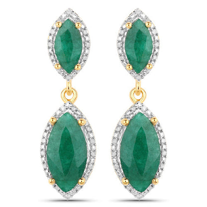 4.21 Carat Dyed Emerald and White Diamond .925 Sterling Silver Earrings Bids.com