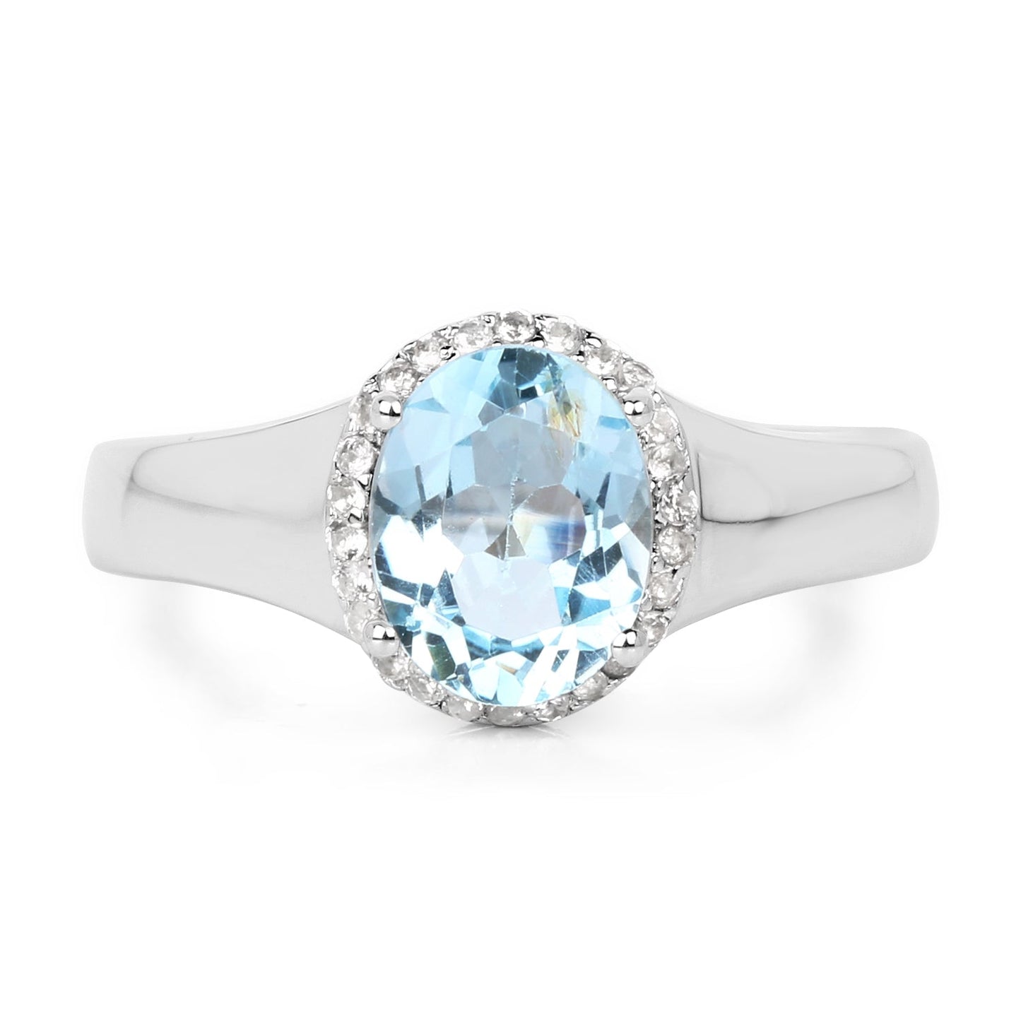 2.63 Carat Genuine  Blue Topaz and White Topaz .925 Sterling Silver Ring Bids.com