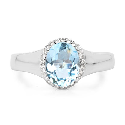 2.63 Carat Genuine  Blue Topaz and White Topaz .925 Sterling Silver Ring Bids.com