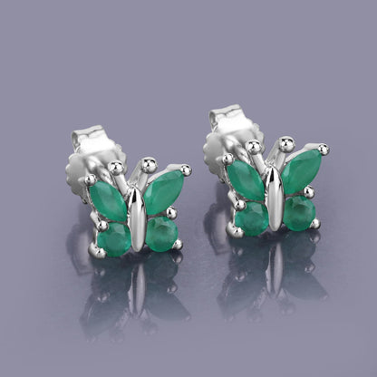 0.88 Carat Genuine Emerald .925 Sterling Silver Earrings Bids.com