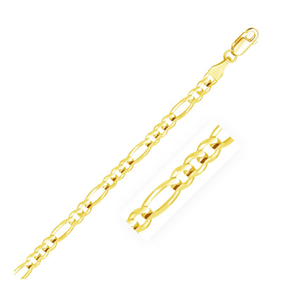 4.5mm 14k Yellow Gold Solid Figaro Chain Bids.com