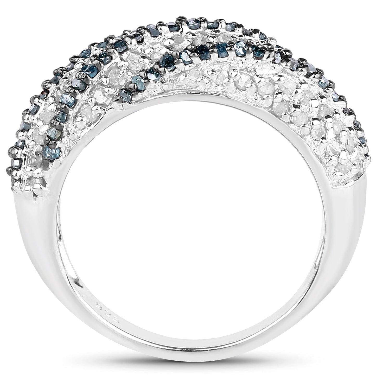 1.25 Carat Genuine Blue Diamond & White Diamond .925 Sterling Silver Ring Bids.com