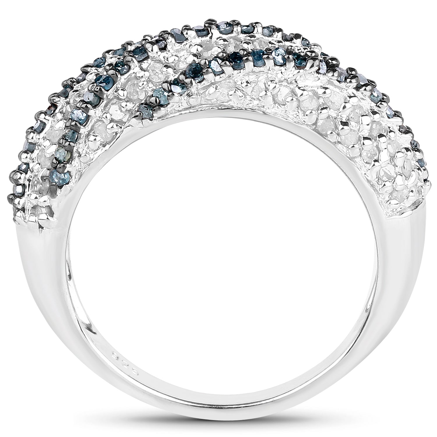1.25 Carat Genuine Blue Diamond & White Diamond .925 Sterling Silver Ring Bids.com