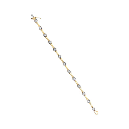 10K Yellow Gold Plated .925 Sterling Silver 1.0 Cttw Miracle Set Diamond Bezel Style Station Link Bracelet (H-I Color, I3 Clarity) - Size 7" Bids.com