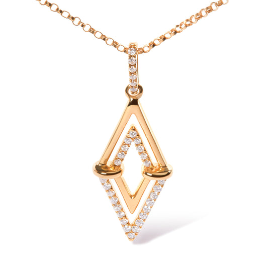 14K Yellow Gold 1/4 Cttw Diamond Double Triangle Geometric 18" Pendant Necklace (G-H Color, SI1-SI2 Clarity) Bids.com