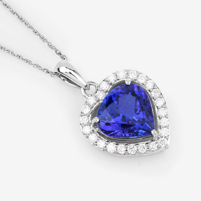 3.74 Carat Genuine Tanzanite and White Diamond 14K White Gold Pendant Bids.com