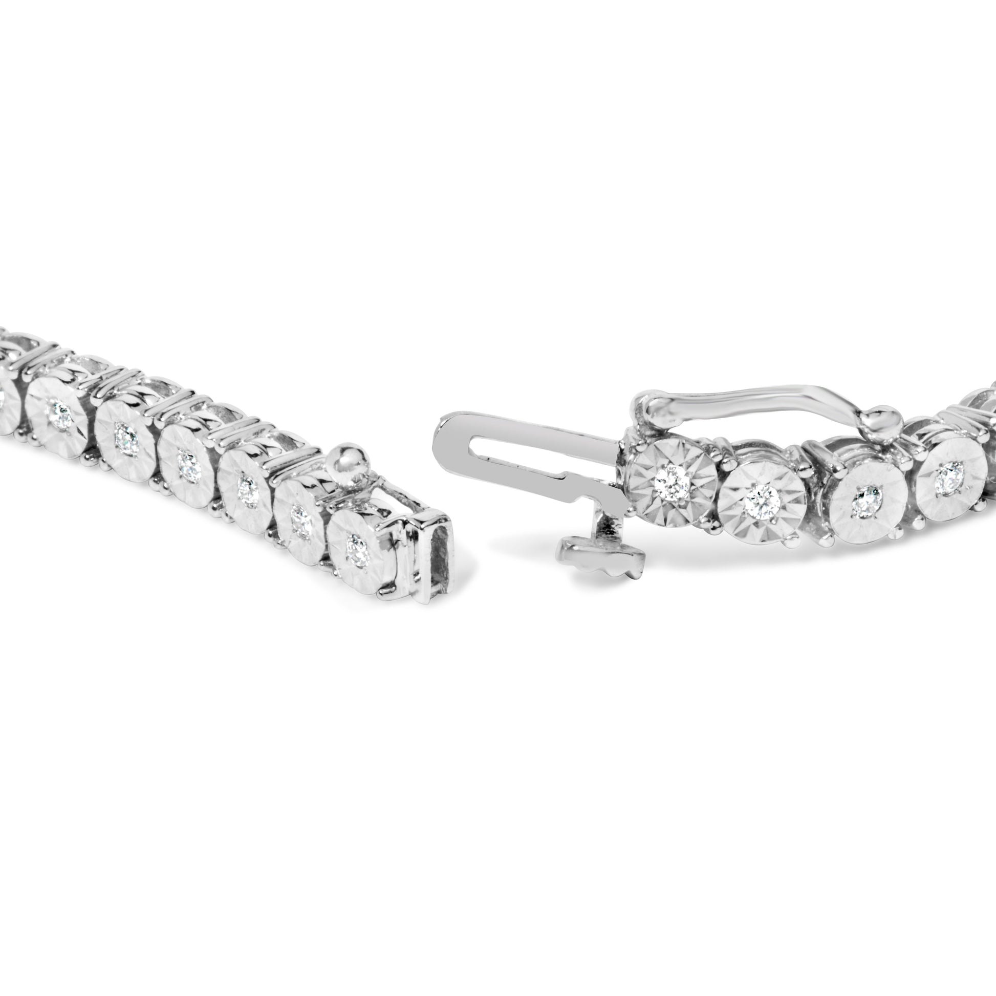 10K White Gold 1/2 Cttw Real Diamond Illusion-Set Miracle Plate Tennis Bracelet (I-J Color, SI2-I1 Clarity) - Size 7.5" Bids.com