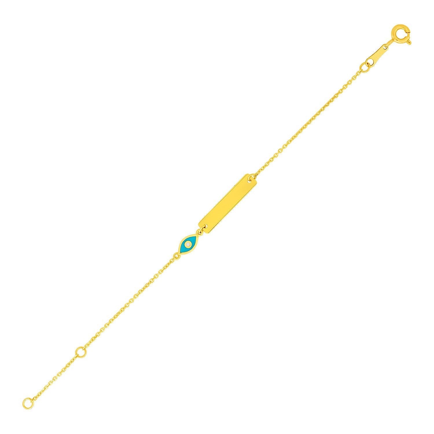 14k Yellow Gold 5 1/2 inch Childrens ID Bracelet with Enameled Eye Bids.com