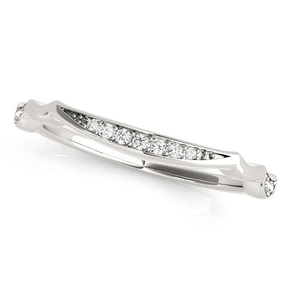 14k White Gold Unique Graduated Style Diamond Wedding Band (1/10 cttw) Bids.com