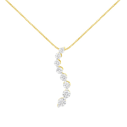 14k Yellow Gold 3.0 cttw Baguette and Brilliant Round-Cut Diamond Journey 18" Pendant Necklace (I-J Color, I2-I3 Clarity) Bids.com