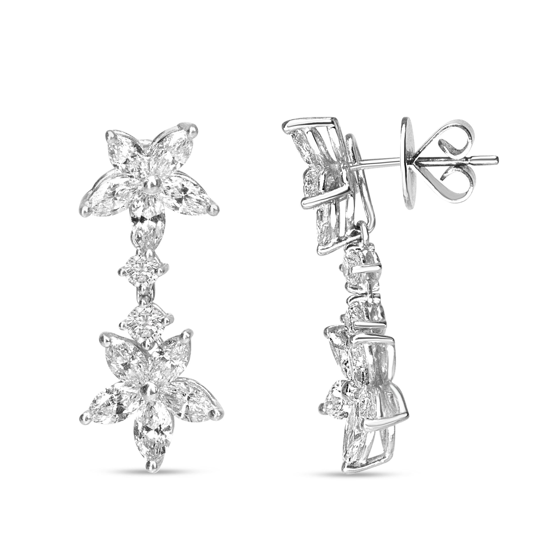18k White Gold 6.0 Cttw Marquise Diamond Floral Dangle Drop Earrings (E-F Color, VS1-VS2 Clarity) Bids.com