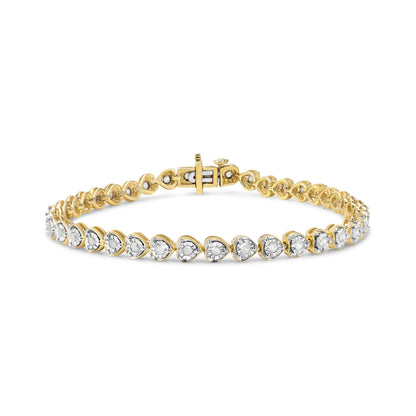 .925 Sterling Silver 1.0 Cttw Miracle Set Diamond Heart-Link 7" Tennis Bracelet (I-J Color, I2-I3 Clarity) Bids.com