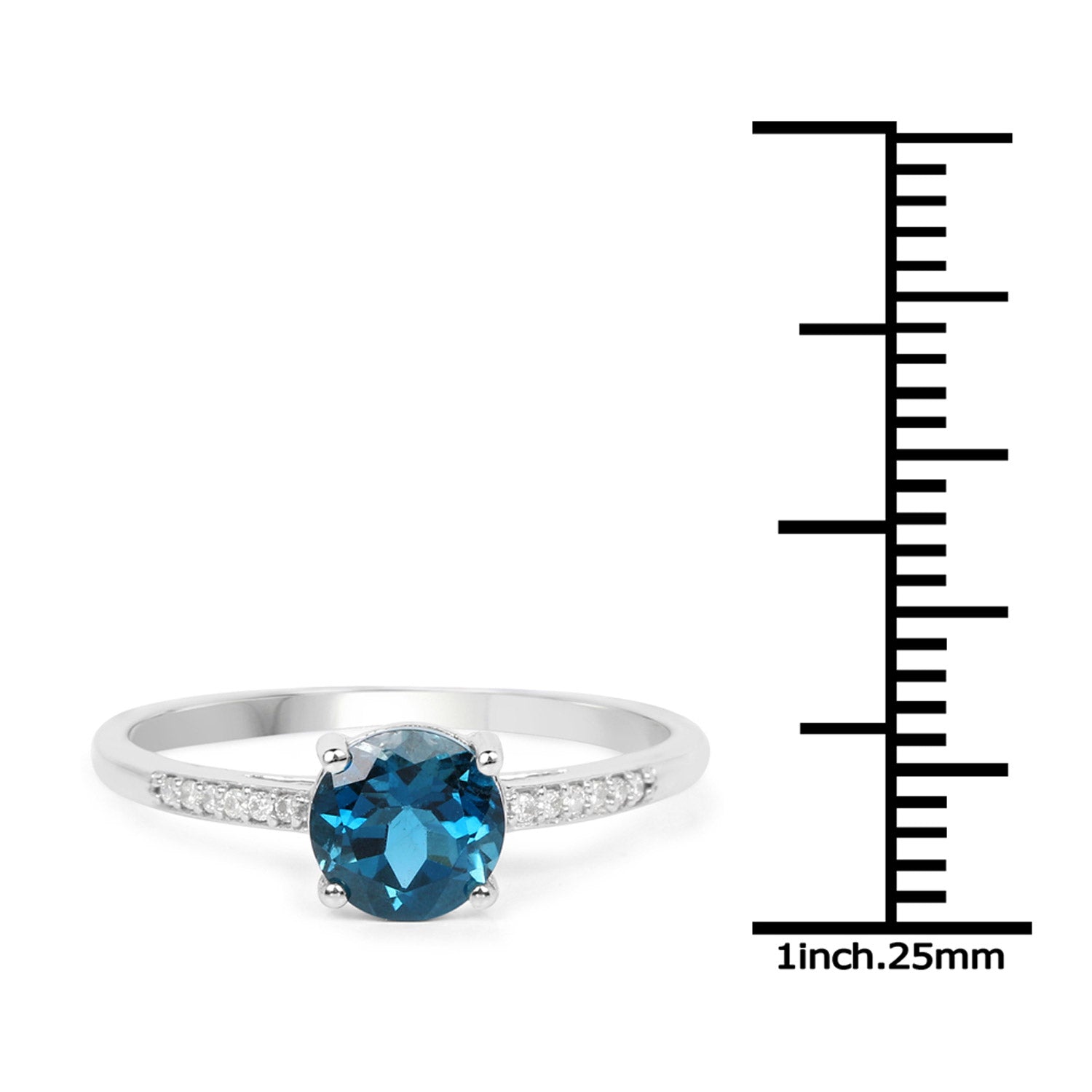 1.05 Carat Genuine London Blue Topaz and White Diamond 14K White Gold Ring Bids.com