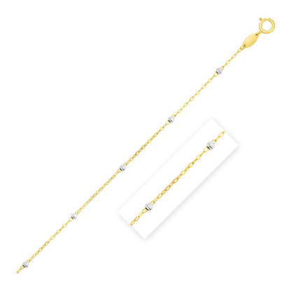 Diamond Cut Bead Links Pendant Chain in 14k Two Tone Gold (3.5mm) Bids.com