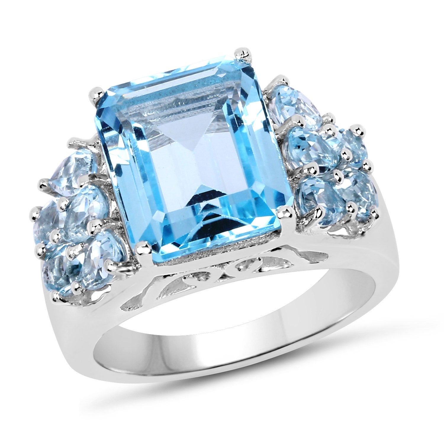 6.50 Carat Genuine Blue Topaz .925 Sterling Silver Ring Bids.com