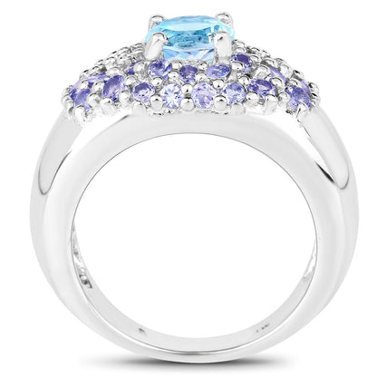 2.78 Carat Genuine Blue Topaz and Tanzanite .925 Sterling Silver Ring Bids.com