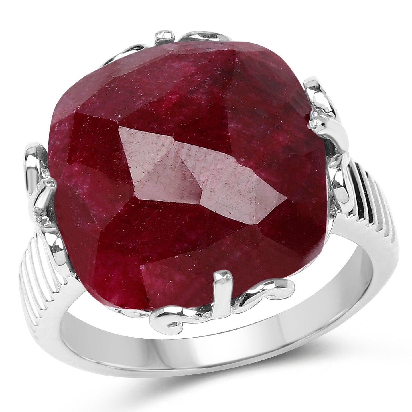 13.65 Carat Dyed Ruby .925 Sterling Silver Ring Bids.com
