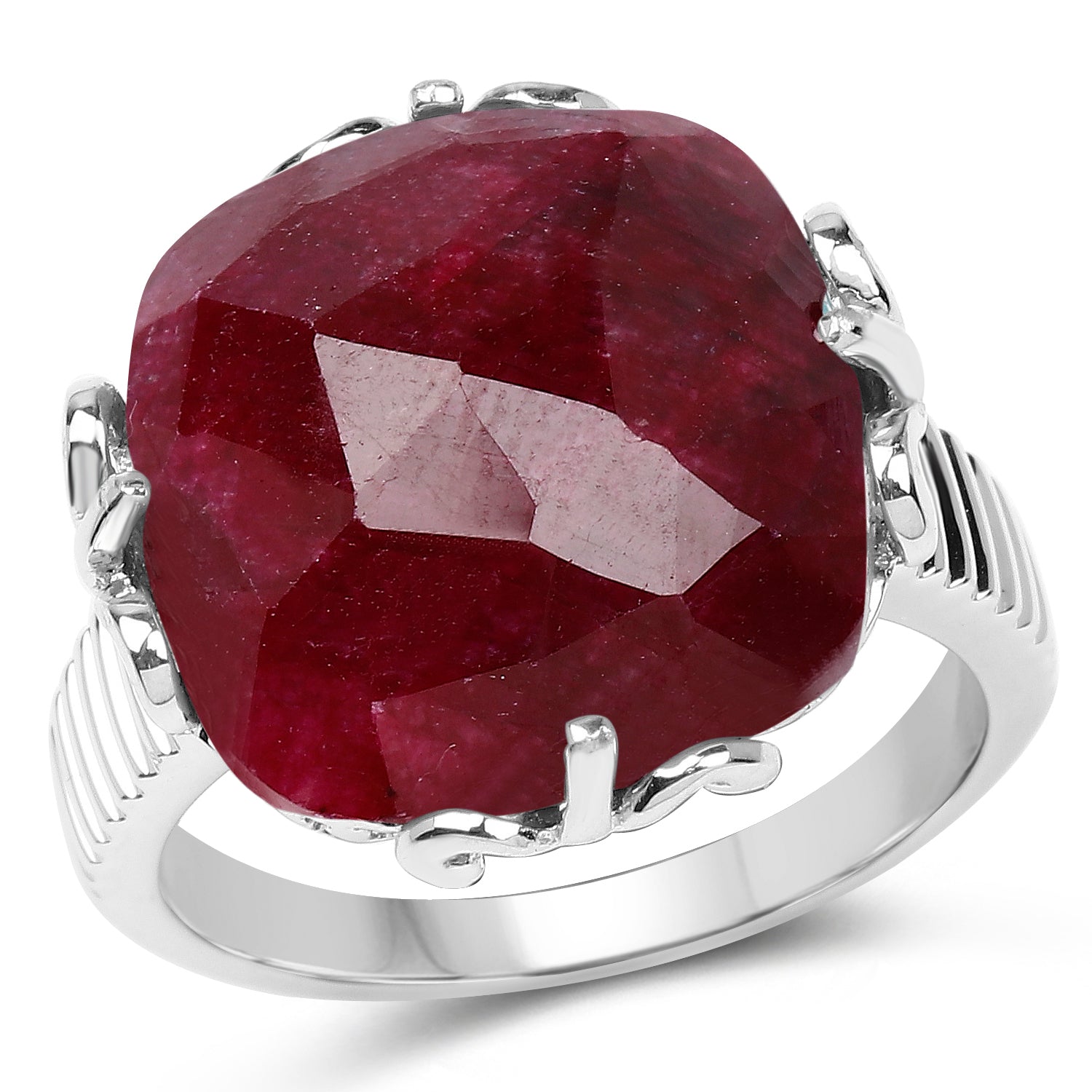 13.65 Carat Dyed Ruby .925 Sterling Silver Ring Bids.com