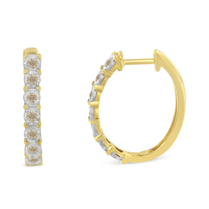 10KT Two-Toned Gold Diamond Hoop Earring (1/2 cttw, J-K Color, I2-I3 Clarity) Bids.com