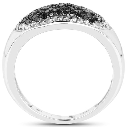 0.46 Carat Genuine Black Diamond and White Diamond .925 Sterling Silver Ring Bids.com