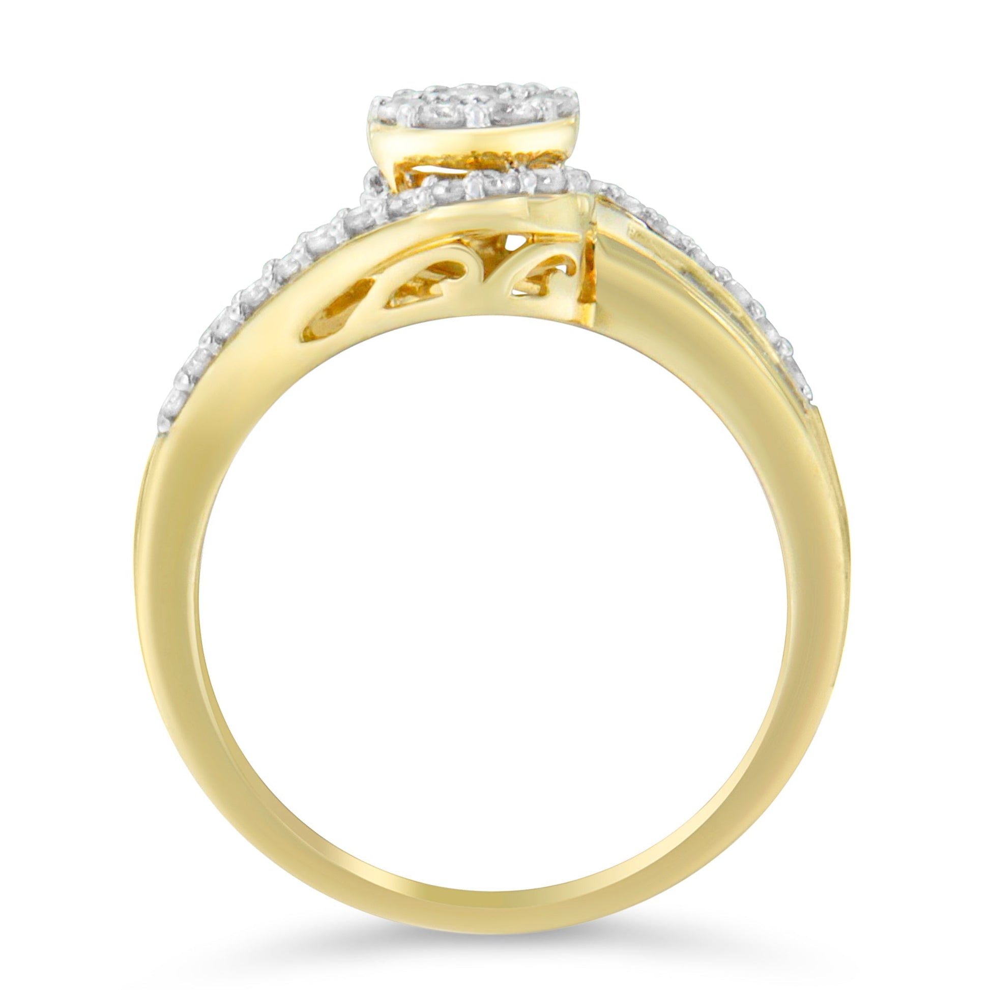 10K Yellow Gold Diamond Cluster Ring (1/2 Cttw, I-J Color, I2-I3 Clarity) - Size 6 Bids.com