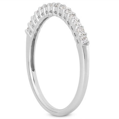 14k White Gold Shared Prong Diamond Wedding Ring Band with Airline Gallery Bids.com