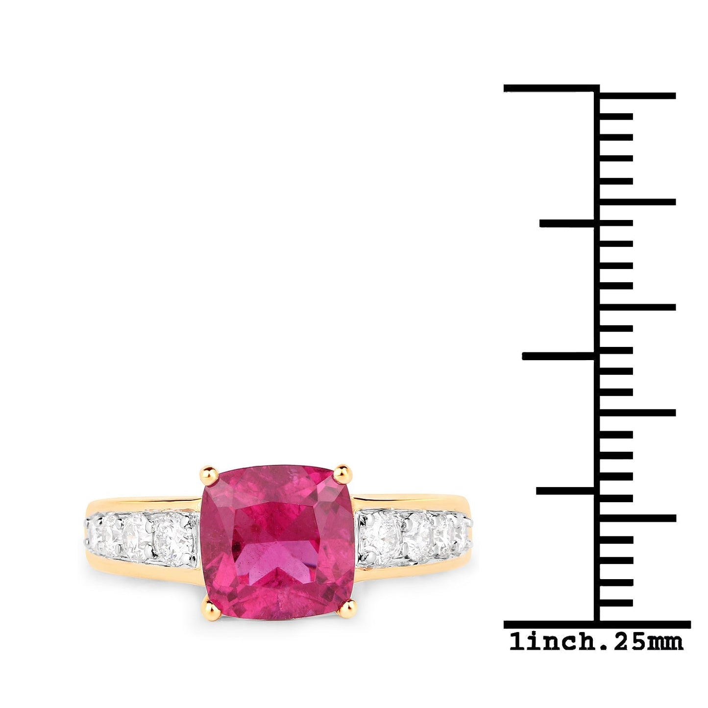 2.70 Carat Genuine Rubellite and White Diamond 14K Yellow Gold Ring Bids.com