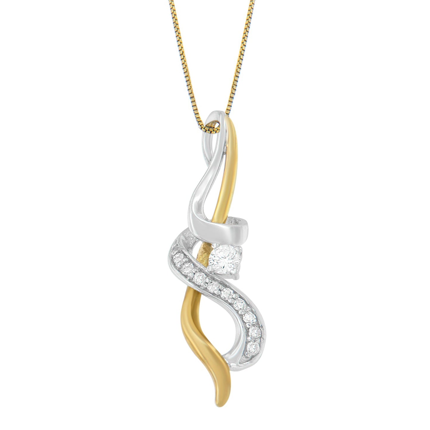 Espira 10K Two-tone Gold 1/5 cttw Diamond Intertwined Swirl Pendant Necklace (J-K, I1-I2) Bids.com