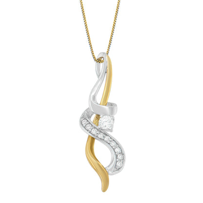 Espira 10K Two-tone Gold 1/5 cttw Diamond Intertwined Swirl Pendant Necklace (J-K, I1-I2) Bids.com