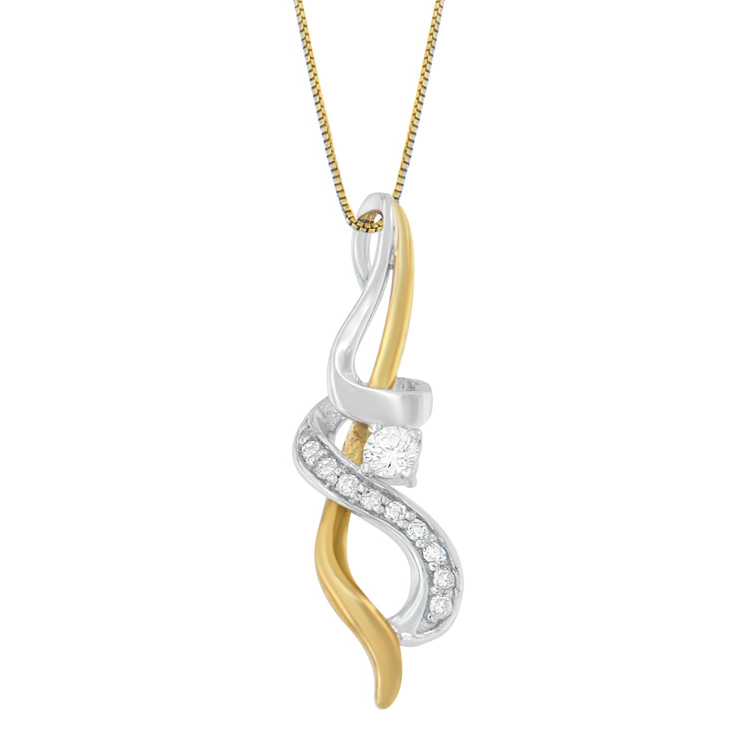 Espira 10K Two-tone Gold 1/5 cttw Diamond Intertwined Swirl Pendant Necklace (J-K, I1-I2) Bids.com