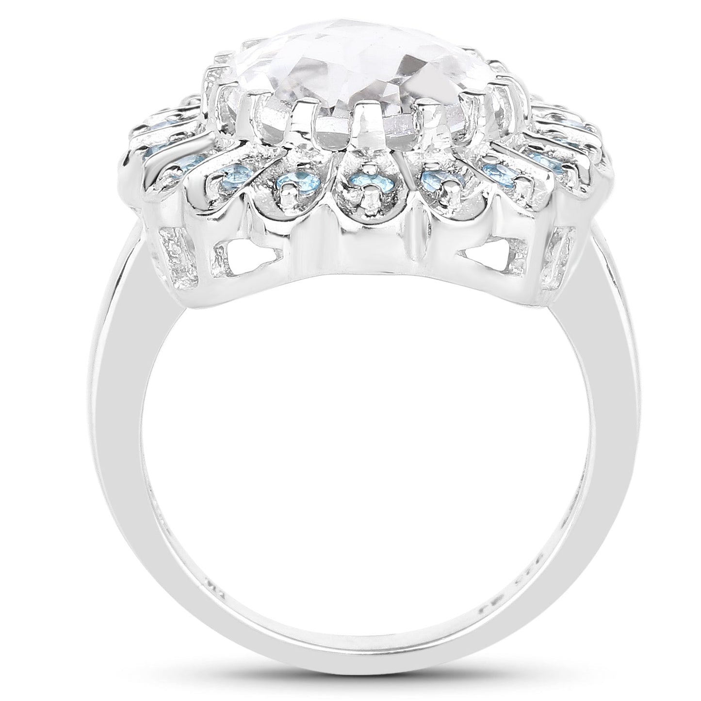 5.90 Carat Genuine Crystal Quartz and Swiss Blue Topaz .925 Sterling Silver Ring Bids.com