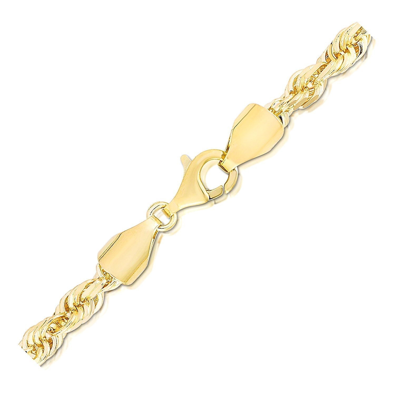 5.0mm 14k Yellow Gold Solid Diamond Cut Rope Bracelet Bids.com