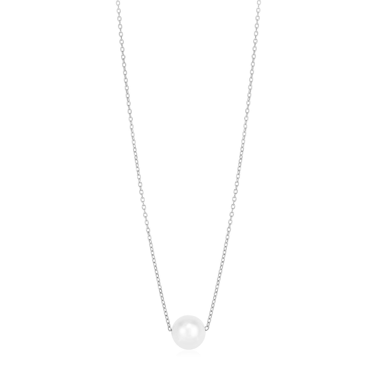 14k White Gold Pearl Solitaire Necklace Bids.com