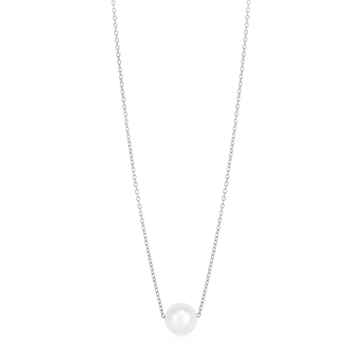 14k White Gold Pearl Solitaire Necklace Bids.com