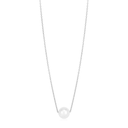 14k White Gold Pearl Solitaire Necklace Bids.com