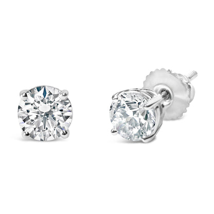 IGI Certified 14K White Gold 1 1/2 Cttw Round Diamond Solitaire Stud Earrings with Screwbacks (G-H Color, I1-I2 Clarity) Bids.com