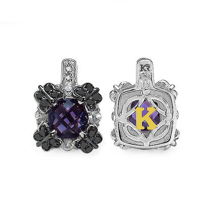 2.67 Carat Genuine Amethyst White Sapphire & Black Diamond .925 Sterling Silver Earrings Bids.com