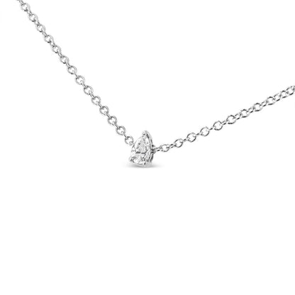 14K White Gold 1/10 Cttw Pear Shape Lab Grown Diamond Solitaire Pendant Necklace (F-G Color, VS2-SI1 Clarity) Bids.com