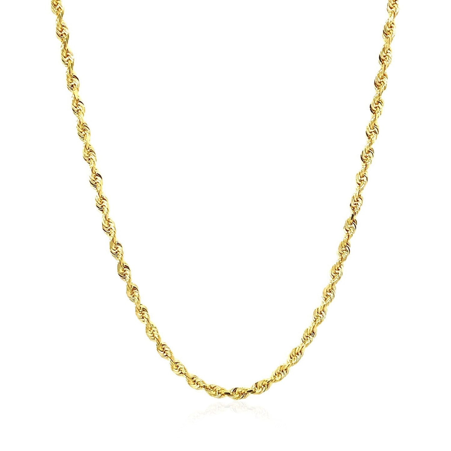 2.5mm 14k Yellow Gold Solid Diamond Cut Rope Chain Bids.com