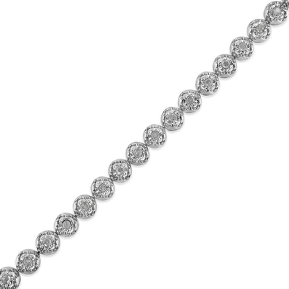 .925 Sterling Silver 1.0 Cttw Diamond Miracle-Plate Open Quatrefoil Flower Circle-Link 7" Tennis Bracelet (I-J color, I3 clarity) Bids.com