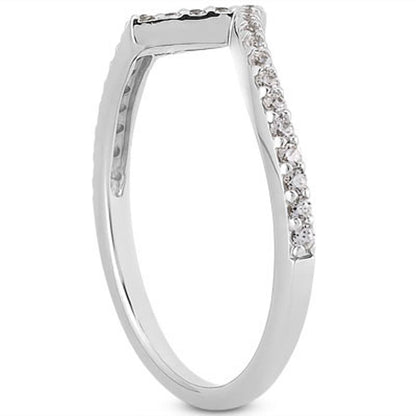 14k White Gold Fancy Zig Zag Pave Diamond Wedding Ring Band Bids.com