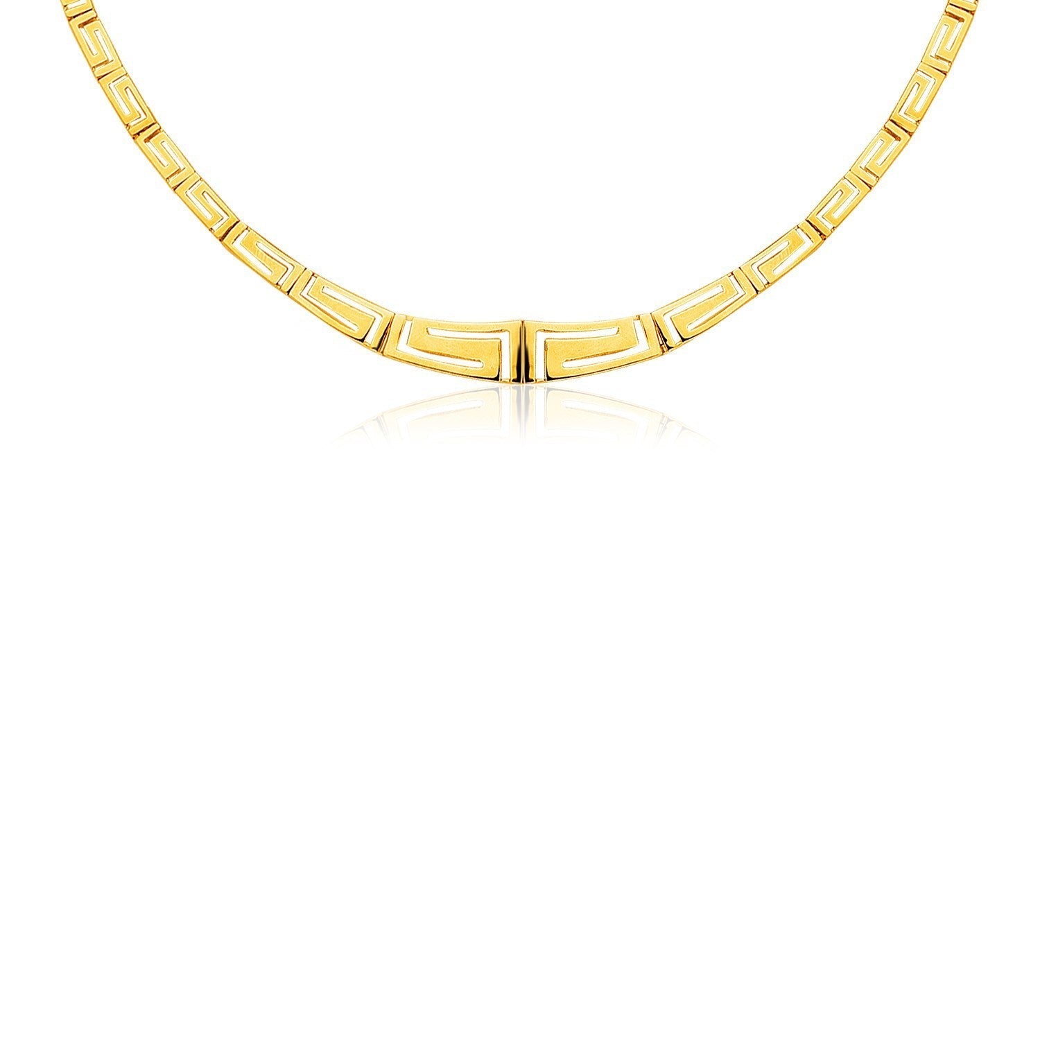 14K Yellow Gold Necklace with Graduated Greek Meander Motif Links Bids.com
