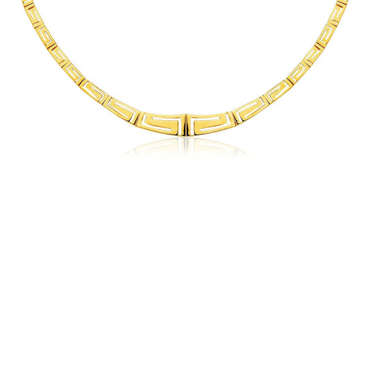 14K Yellow Gold Necklace with Graduated Greek Meander Motif Links Bids.com