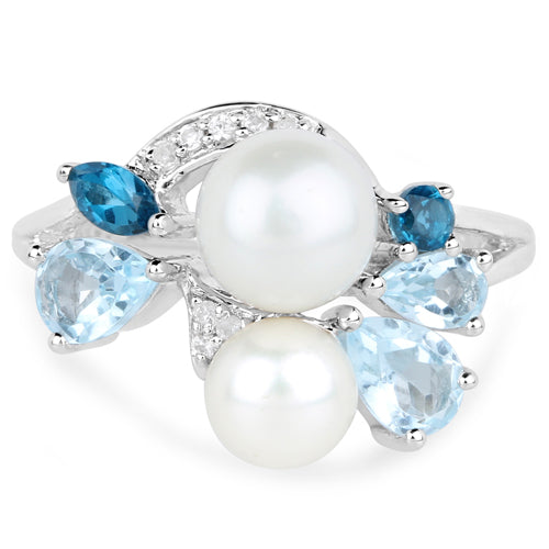 4.96 Carat Genuine Multi Stones .925 Sterling Silver Ring Bids.com