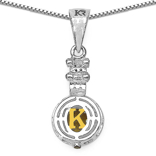 1.00 Carat Genuine Citrine, Champagne Diamond & White Diamond .925 Sterling Silver Pendant Bids.com