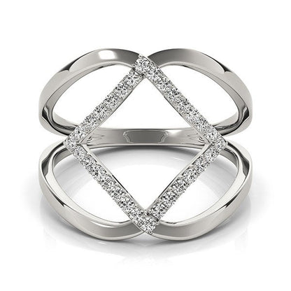 14k White Gold Interlaced Design Diamond Ring (1/5 cttw) Bids.com
