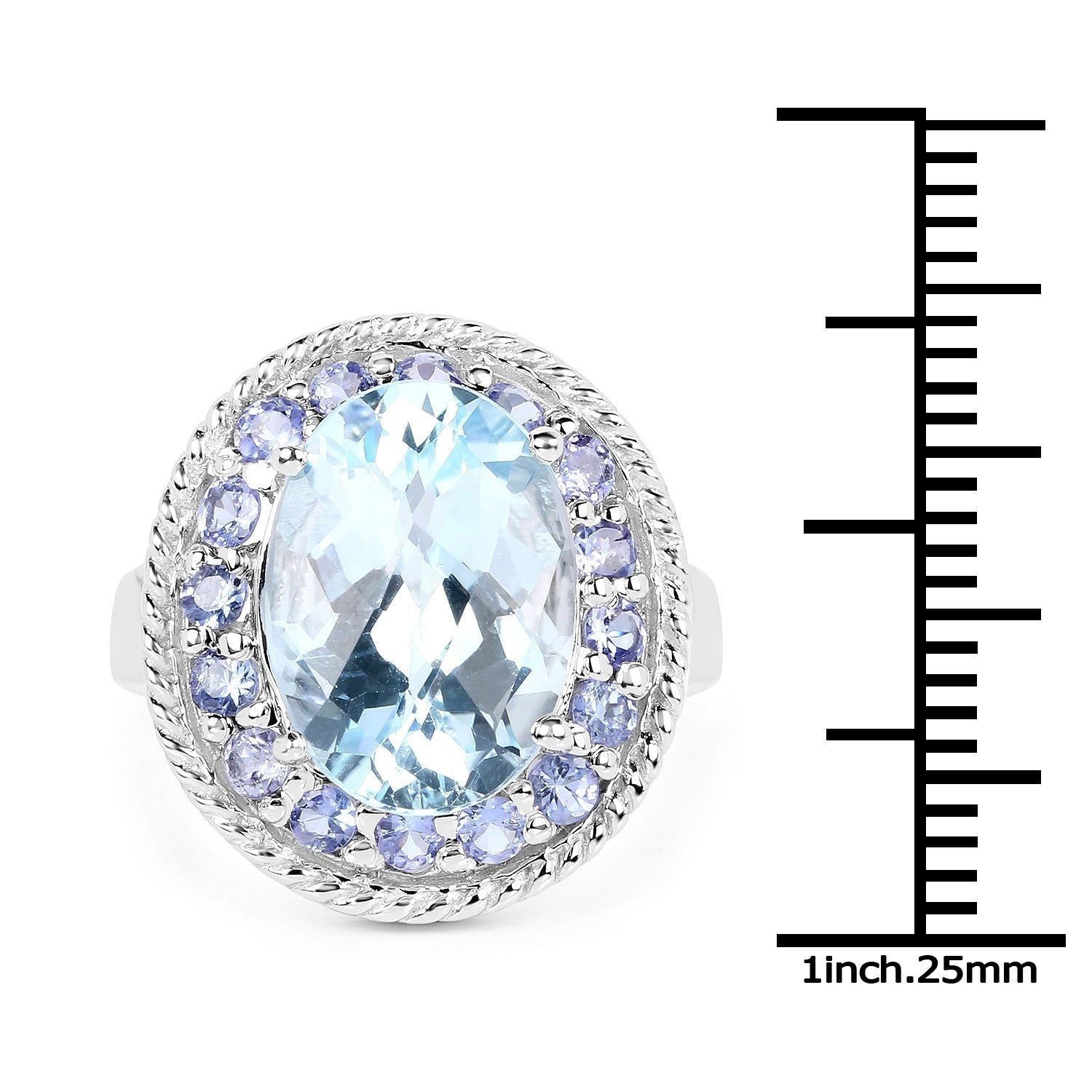 7.41 Carat Genuine Blue Topaz and Tanzanite .925 Sterling Silver Ring Bids.com