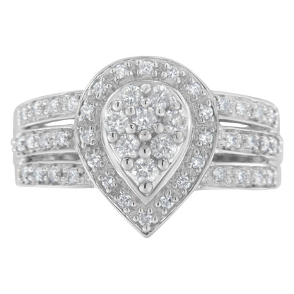 10K White Gold Round Cut Diamond Teardrop Ring (1/2 Cttw, H-I Color, SI2-I1 Clarity) - Size 6-1/2 Bids.com