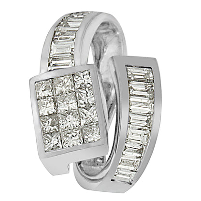 14K White Gold 2 cttw Princess and Baguette Cut Diamond Double Loop Pendant Necklace (G-H, VS1-VS2) Bids.com